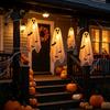 Holiday Yard Hanging Ornaments Scary Ghost Decor, Spooky Bat Print Decor for Porch Remote Control Tree, Glow-in-the-Dark Outdoor Halloween Decoration