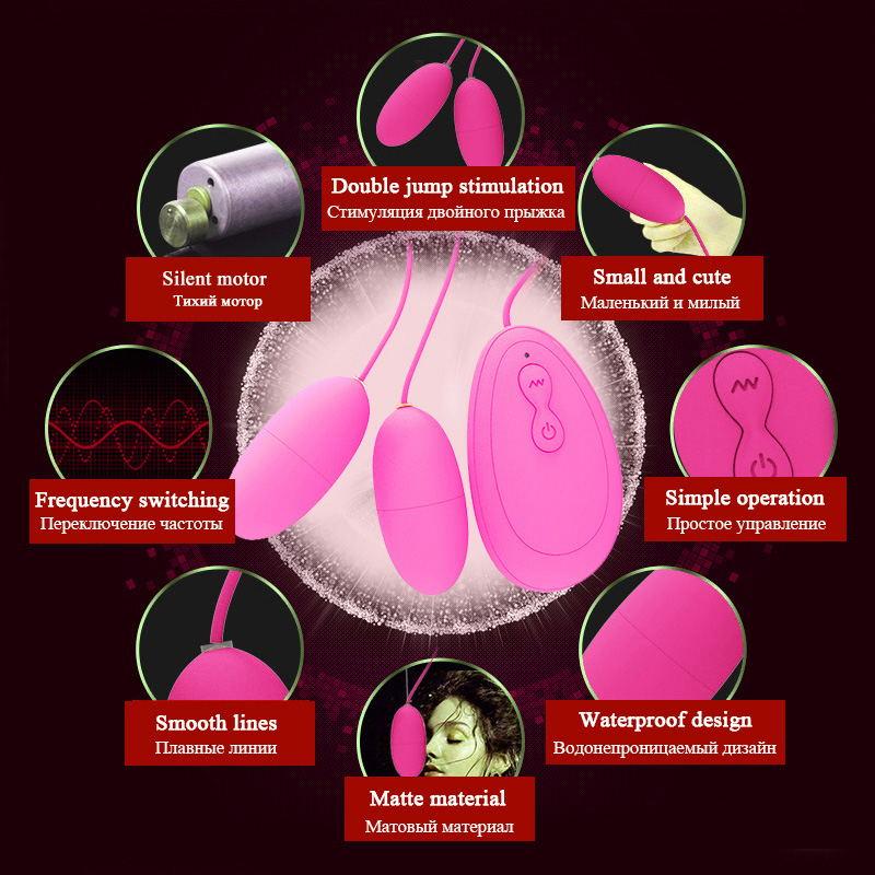 Leistungsstarke Vibratoren Double Egg Bullet Klitorisstimulator mit mehreren Geschwindigkeiten und Fernbedienung