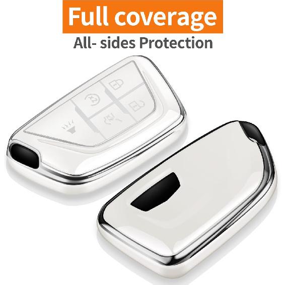 Sindeda for Cadillac Key Fob Cover with Keychain Soft Full Protection Key Shell Key Case Compatible with -2025 Lyriq Escalade ATS CT4 CT5 CT6 XT4 XT5