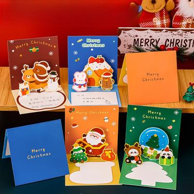 Jolie Carte de Vœux Tridimensionnelle de Noël Carte de Bénédiction pour Événement de Maternelle Fête Carte de Vœux Bénédiction Cadeau Mignon Dessin Animé