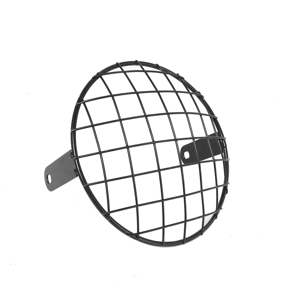 7INCH New Metal Retro Motorcycle Headlight Protector Cover Fit For Universal Harley Triumph Honda HeadLamp Mesh Grille Lampshade чёрный