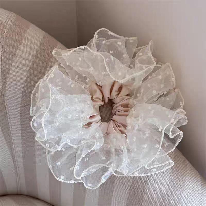Korean Premium Lace Scrunchie: Women's High-End, Durable, Elastic Hair Accessory
