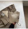 Summer Solid Color Lychee Pattern Gentle Bucket Bag Women 2025 New Simple and Elegant Casual Shoulder Messenger Bag Tide