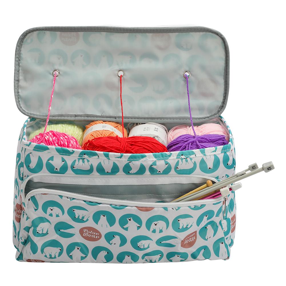 Wool Crochet Storage Bag Oxford Cloth Printing Knitting Needles Yarn Organizer DIY Needlework Sewing Supplies Organizer