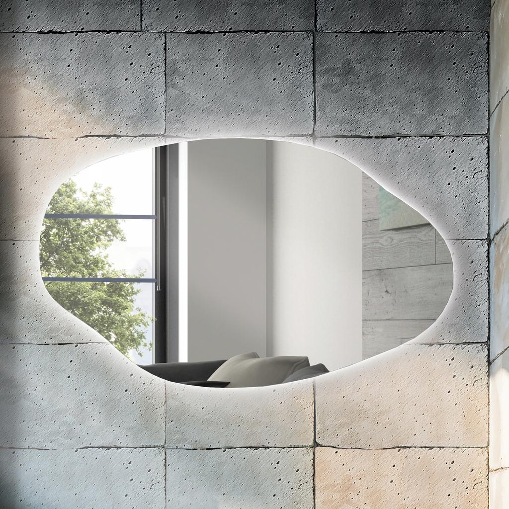 Lustro Led 80X55 Cm Nieregularny Kształt Owalne Arven