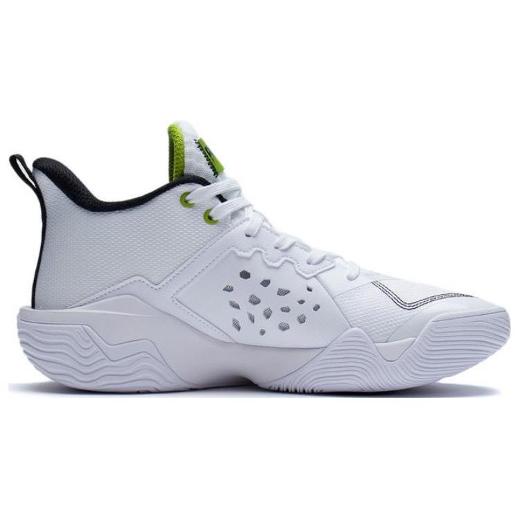 New LiNing Cushioning Anti Slip Wear Resistant Coverage Support Rebound Mid Top Basketball Shoes White Green ABFS007-1