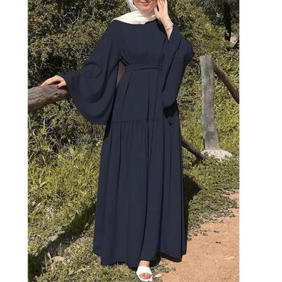 Women Muslim Dresses Solid Color Floor Length Long Sleeve Robes Cardigan Ramadan