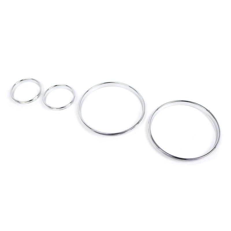 4pcs Dash Dashboard Dial Rings Bezel Trim Ring Speedometer Gauge Chrome AC Dashboard Dial Ring Trim Cover For BMW E38 E39 E53 X5