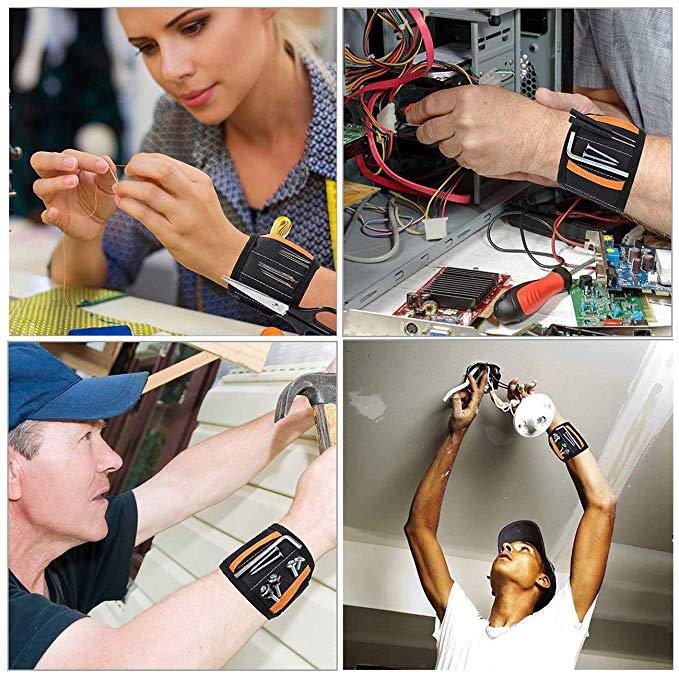 Magnetic Wristband for Holding Screws, Nails, Drill Bits, Super Strong Magnets, Adjustable Strap, Essential Tool
