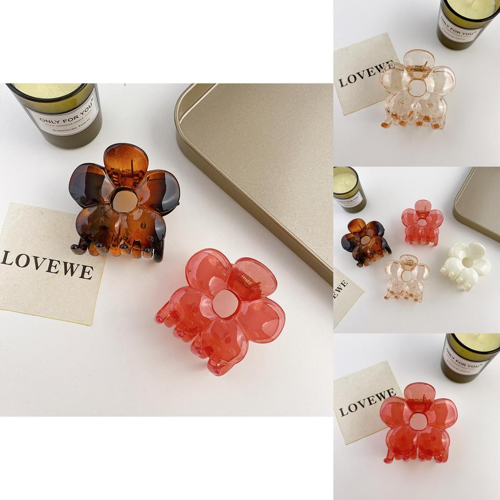 Floral Delightful Hair Clip In Vibrant Jelly Red And Amber For Chic And Styles Sweet