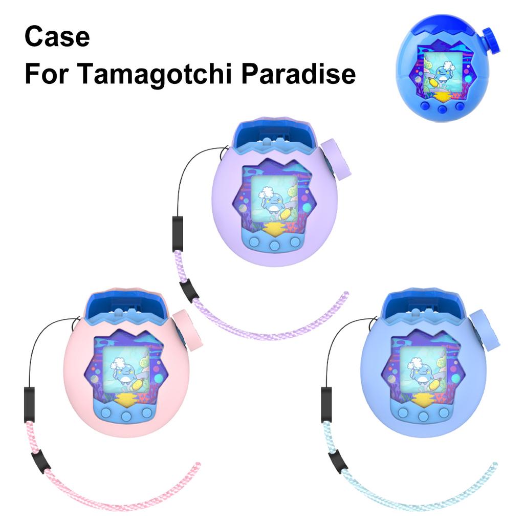 Silicone Cover with Thumb Grips & Lanyard Protective Case Game Console Protective Cover for Tamagotchi Paradise Game Accessories