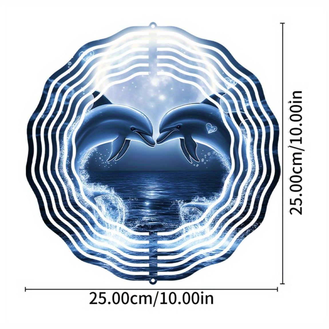 

Romantic 3D Dolphin Wind Chime Metal Wall Art with Night Sky Glow for Indoor Outdoor Garden Patio Thanksgiving Decor 01A