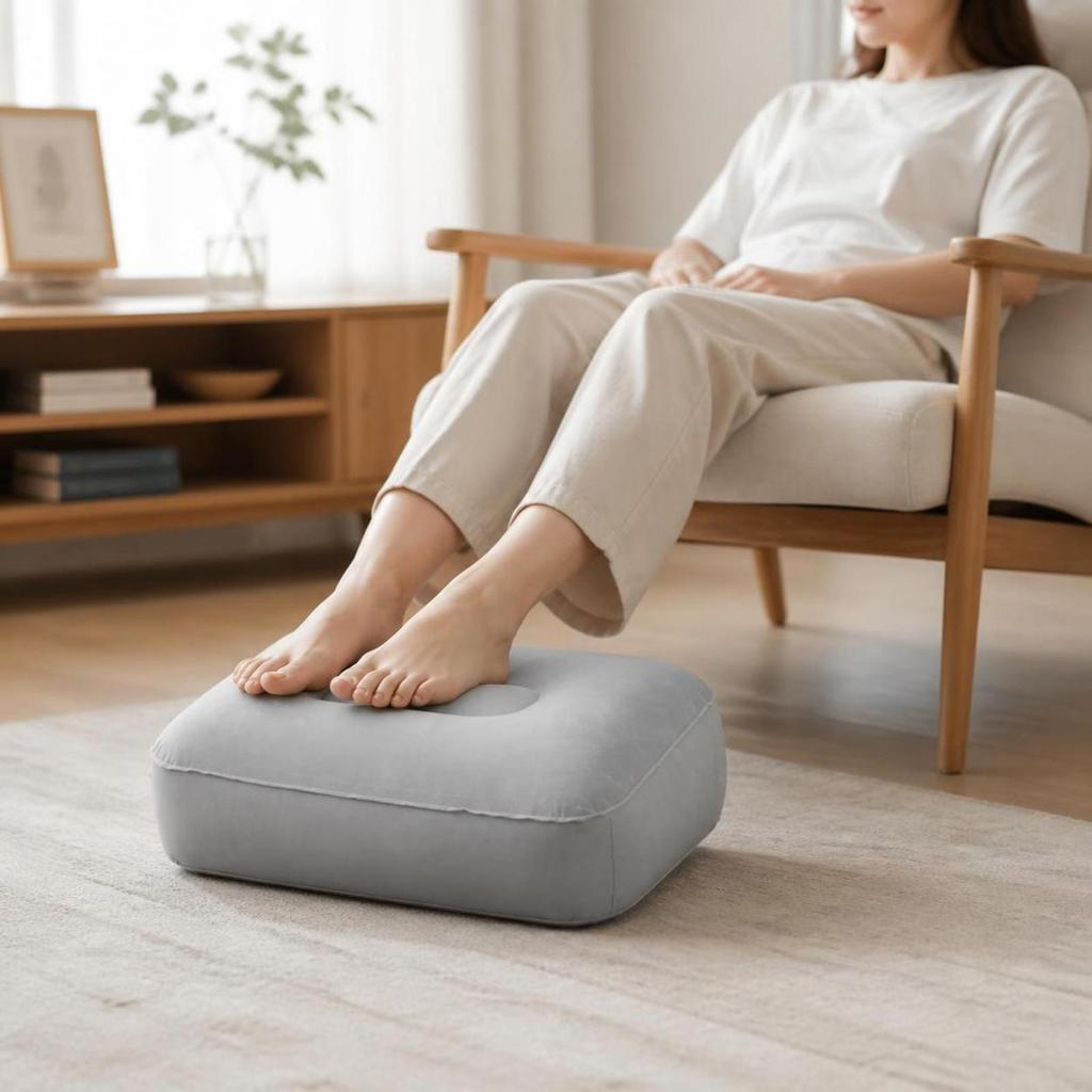 Inflatable Travel Footrest Cushion Aufblasbar Foot Support Tragbar for Travelers
