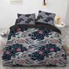 Wave Duvet Cover Set Hokusai Pattern Japanese Ukiyoe Quilt Cover Oriental Sketch Style Ocean Queen Twin Polyester Bedding Set