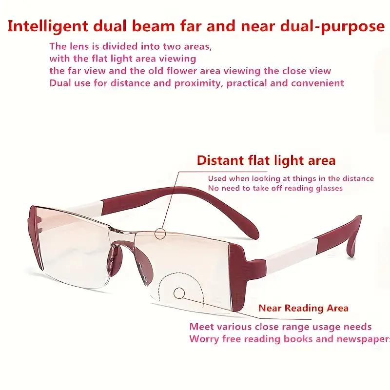 3-Pack Minimalist Bifocal Reading Glasses for WomenAnti-Blue Light Rimless Design Rectangular Shape Plastic Hinge