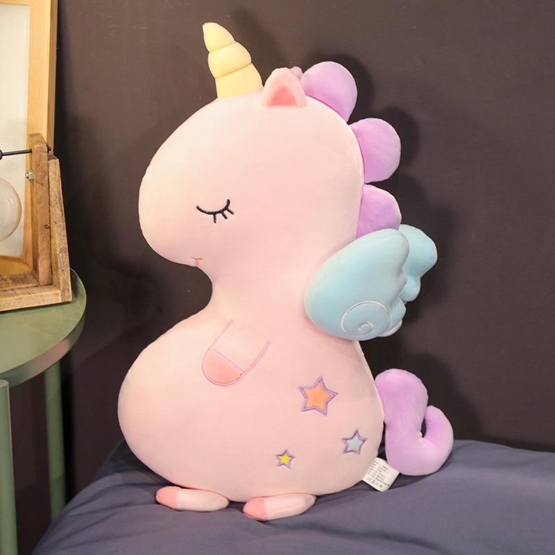 50-90cm Cartoon Giant Unicorn Plush Doll Pillow Soft White Green Pink Star Wings Flying Horse Animal Stuffed Toy Home Decor