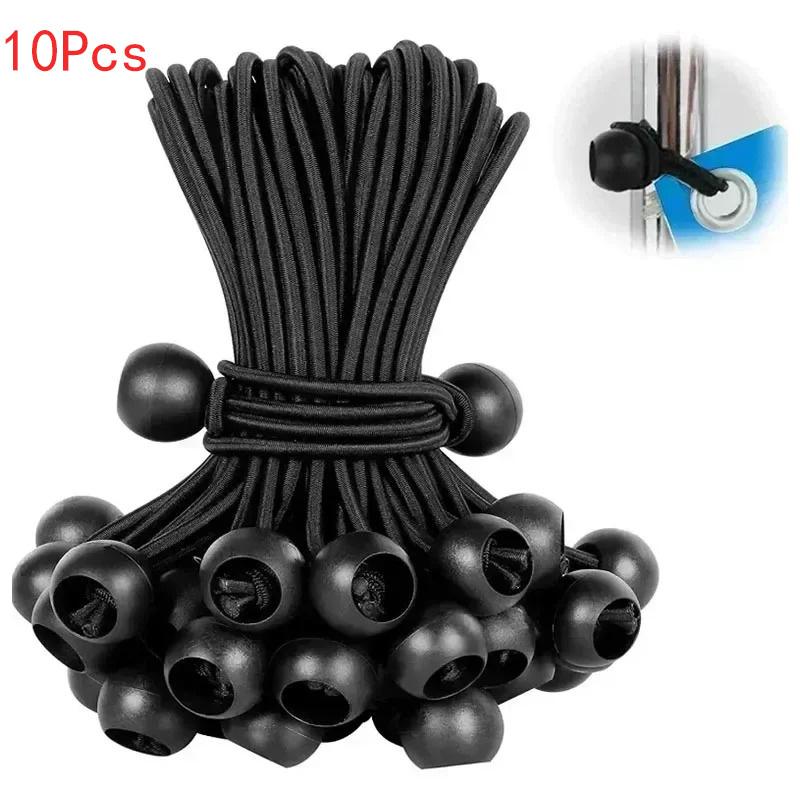 

10pcs Bungee Ball Tarps Canvas Tarpaulin Flagpole Ties Cord Ends Elastic Rope Lace Fixed Boat Pole Camping Tent Accessories