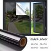 5M One Way Mirror Window Film Reflective Privacy Glass Tint Self-Adhesive Black-Silver Window Film for Home Office, Easy Install