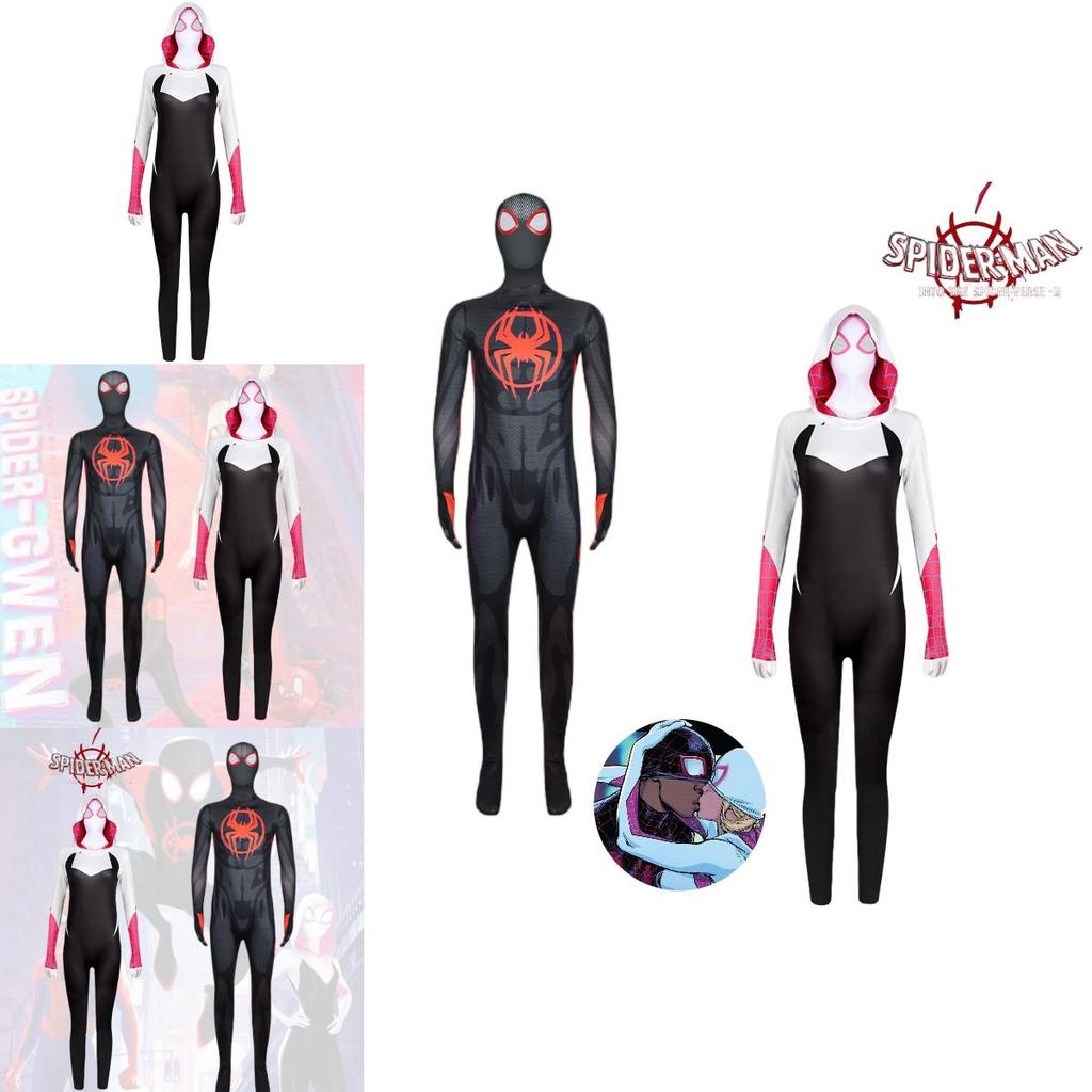 2023 Spider-man Miles Gwen Cosplay Costume Women's Spider-man Jumpsuit Milk Silk Fabric
