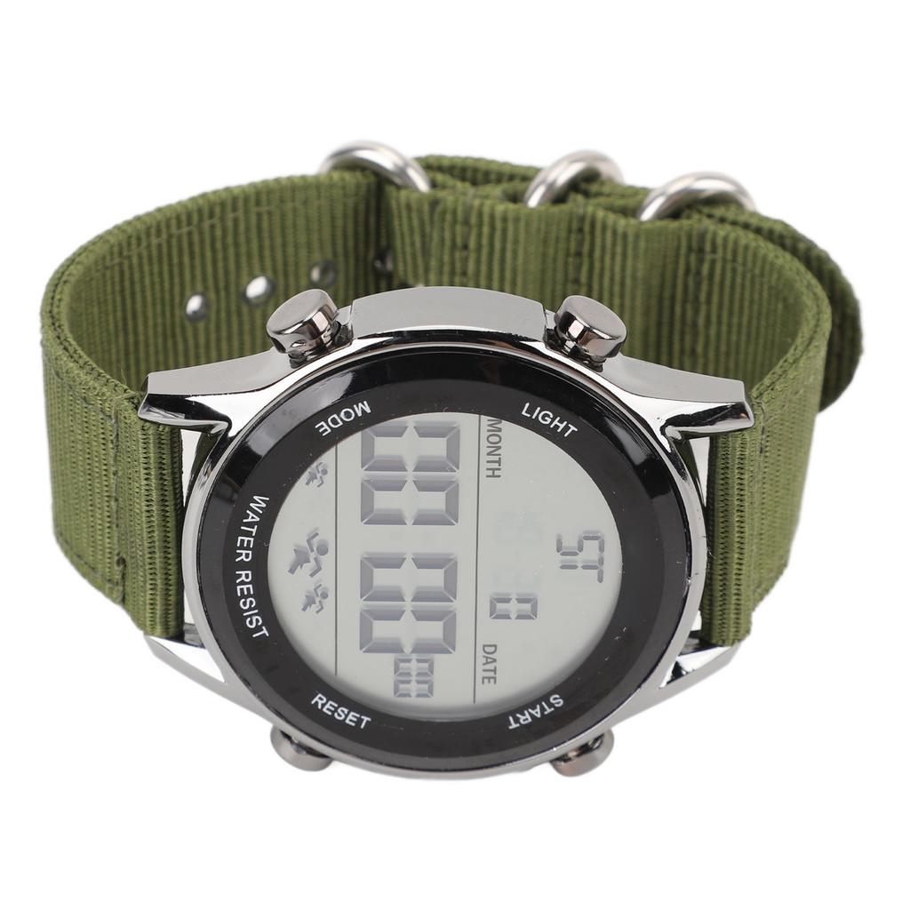 Men Digital Sports Watch Rainproof Alarm Countdown Dual Time Zone Nylon Strap Digital Watch with Stopwatch for Outdoor