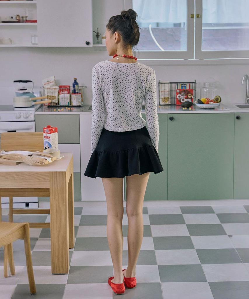 Jun Jun Space Mini Flare Skirt_Black
