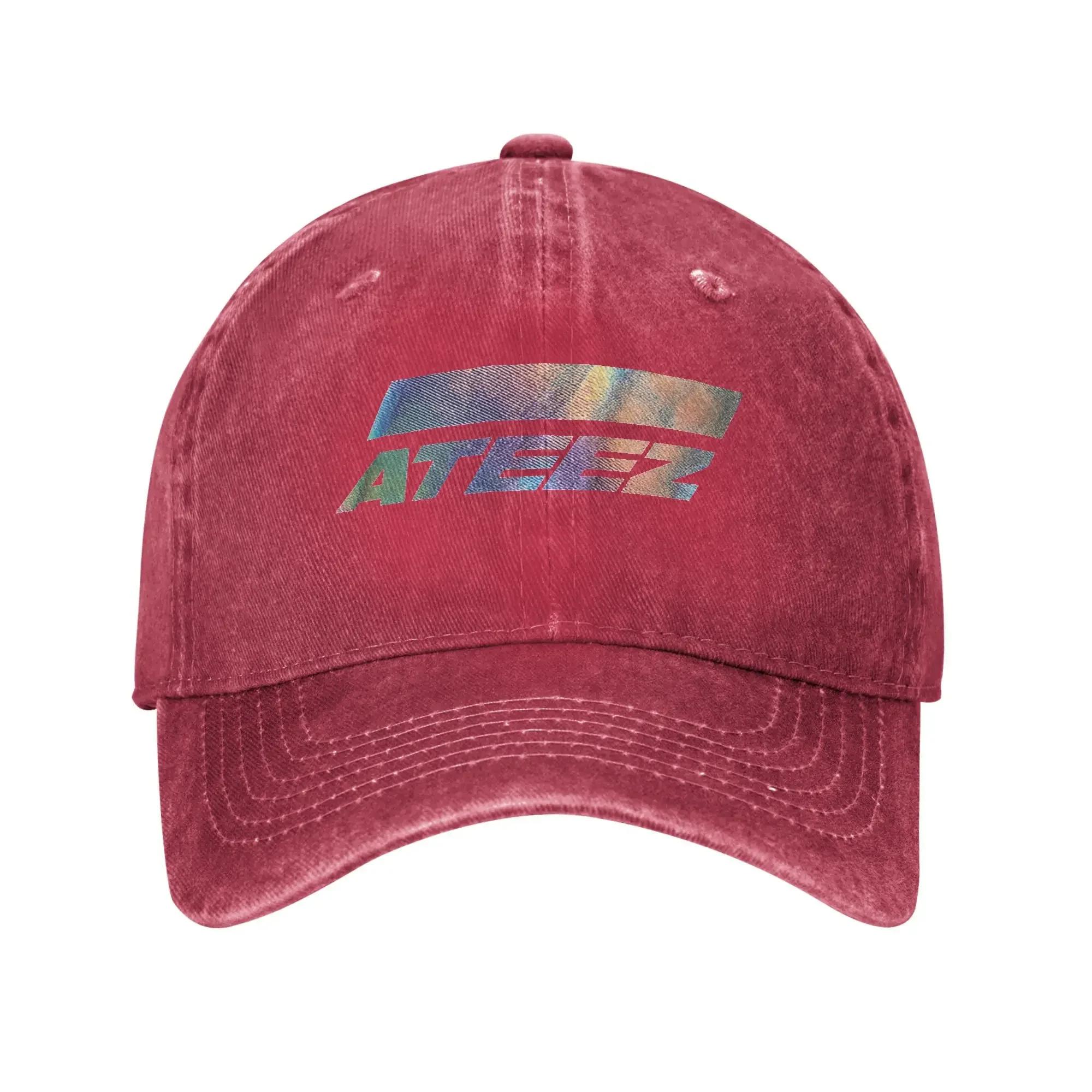 Singer Team ATEEZed Washed Baseball Cap yk Retro Sun Hip Hop Hats Spring Unisex Unisex Outdoor Gym Snapback Cap One Size