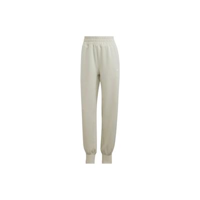 Solid Color Logo Print Elastic Waist Cuffed Sports Pants Women Bottoms White HK2364