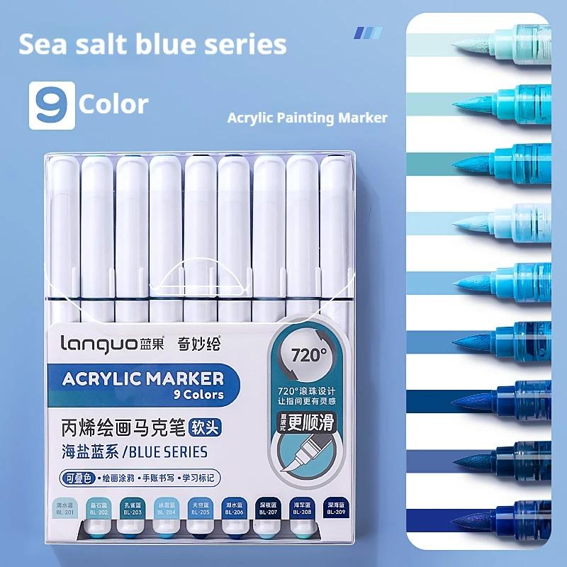 LANGUO 60Colors/box Direct Liquid Acrylic Paint Marker Pens Set Brush Color Marker Pen for DIY Painting Drawing Ceramic Glass