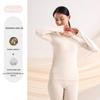 Peach Heart Collar Cashmere Silk Thermal Underwear Set – Women's High Waist Autumn/Winter Clothes and Pants