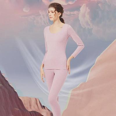 Damski bezszwowy pogrubiony aksamitny ciepły zestaw - Jesień/Zima Nastolatki Spodnie i Koszulka