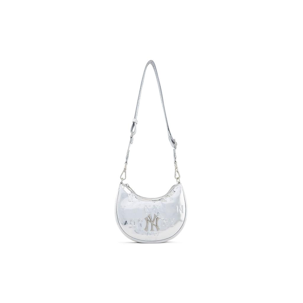 MLB New York Yankees Y2K Süß Cool Abnehmbarer Schultergurt Kunstleder Umhängetasche Damen Schultertasche Silber 3ACRS044N-50SIS