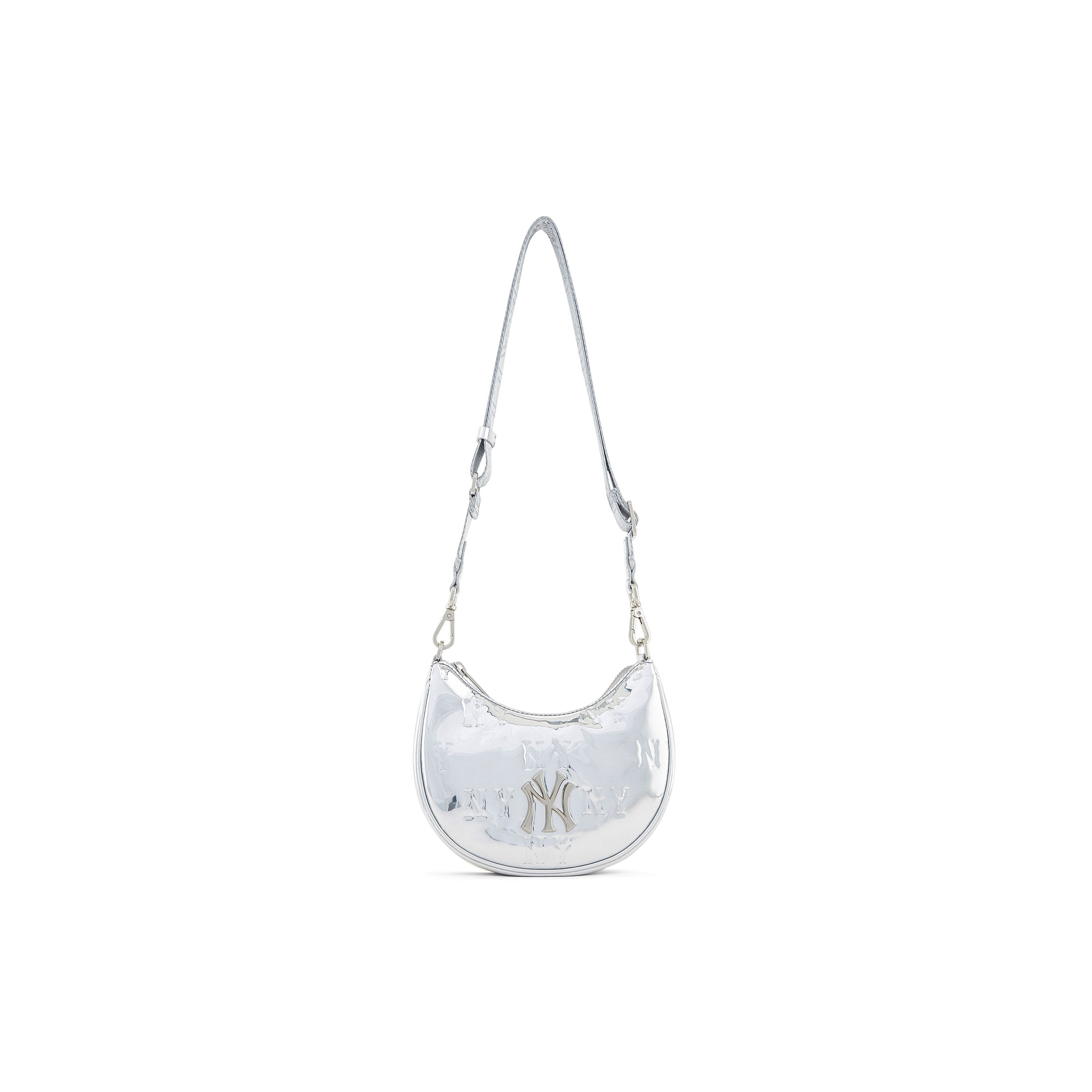 

MLB New York Yankees Y2K Sweet Cool Detachable Shoulder Strap Faux Leather Shoulder Bag Women Shoulder Bag Silver 3ACRS044N-50SIS Silver,Mini