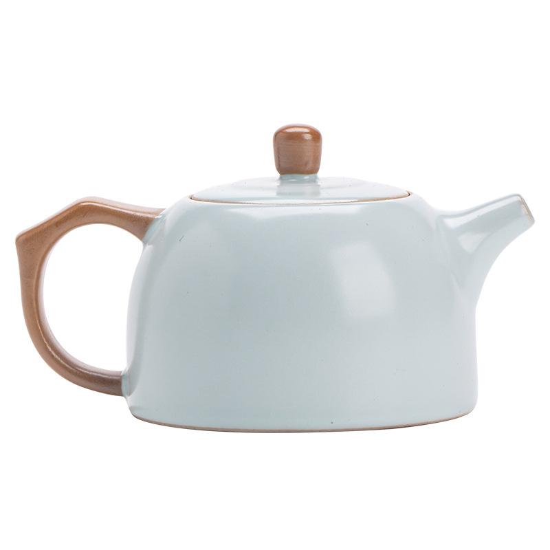 Ru Kiln Opening Single Azure Teapot Can Raise Kung Fu Tea Set Teapot Ceramic Anti-scalding Bowl Household Teacup
