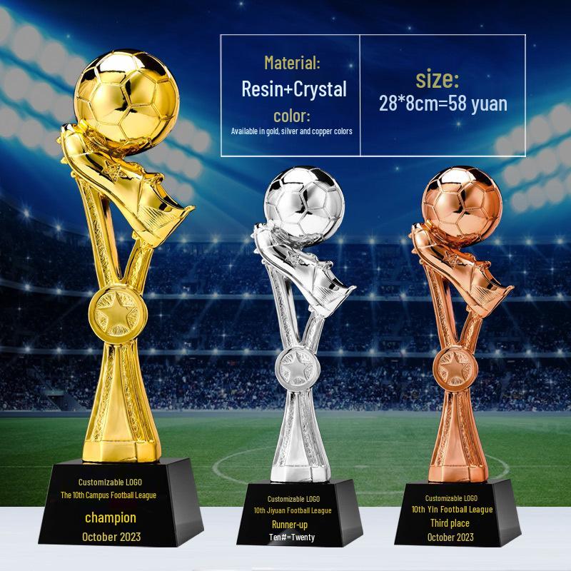 Crystal Football Trophy for Sports Competitions and Award Ceremonies