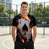 Men's T-shirt, Casual Short-sleeved Summer Top, Featuring a Fiery Playing Card Style and Comfortable Everyday Wear for Young People.