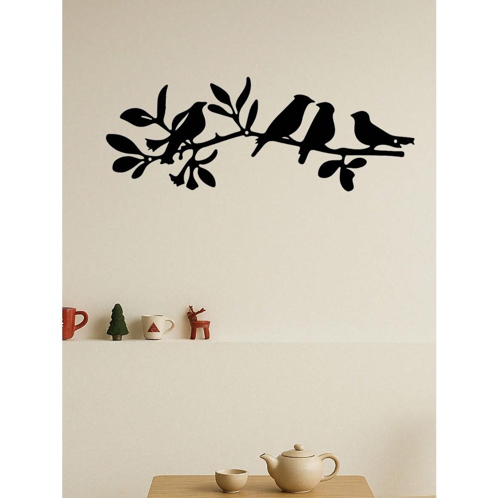 1PC Metal Wall Art Laser Cut Bird Floral Iron Craft Nature Decor for Living Room Sunroom Garden Modern Home Waterproof Coating Holiday Gift