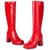 Γυναικείες Μπότες πάνω από το Γόνατο Δερμάτινες Σέξι Φερμουάρ Χειμερινά Παπούτσια Μαύρο Χρυσό Κόκκινο Ψηλοτάκουνες Μακριές Μπότες Τσέλσι Κυρίες Μεγάλο Μέγεθος