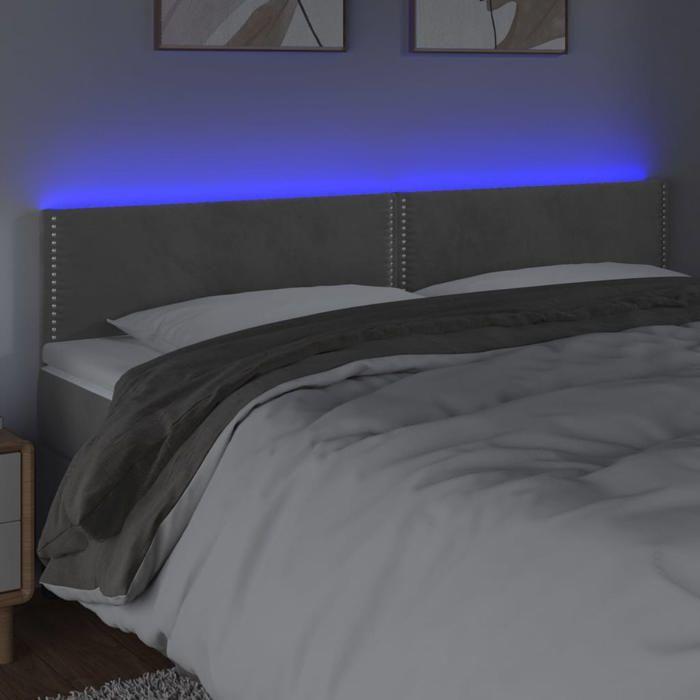 VidaXL Tête de Lit à LED Meuble de Chambre à Coucher Accessoire de Lit Double Tête de Cadre de Lit Intérieur Gris Clair 3121532