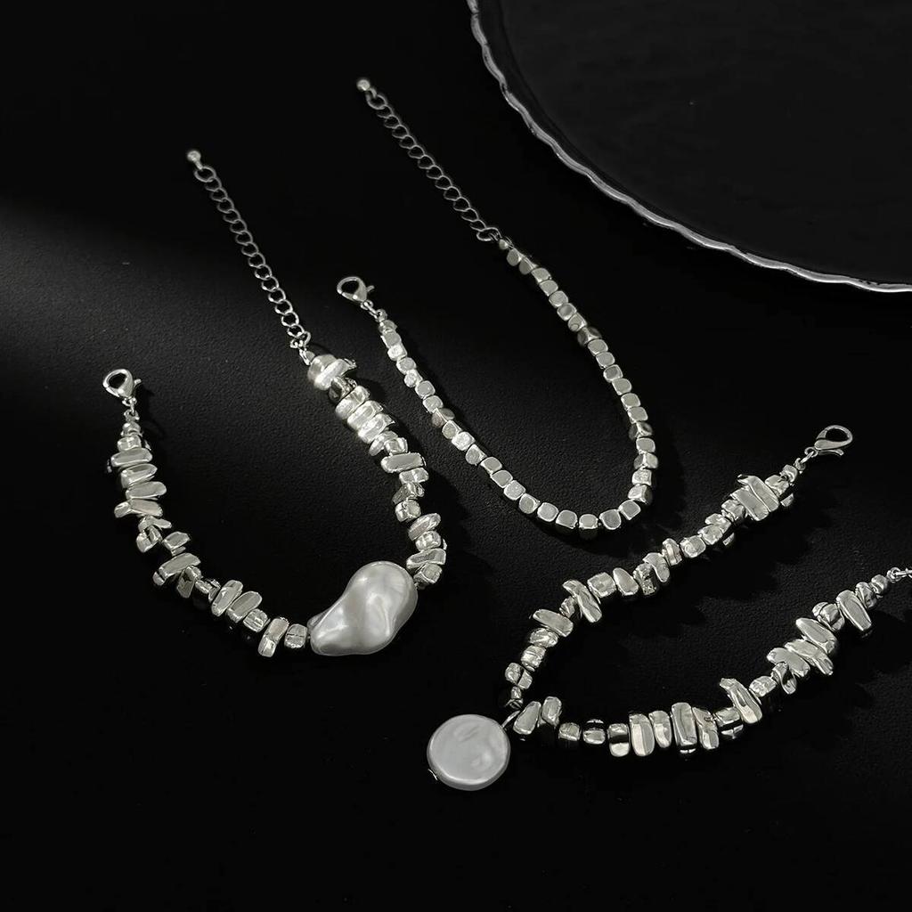 Ingemark 3Pcs/Set Elegant Baroque Imitation Pearl Bracelet Women 2026 New Trend Acrylic Beaded Bracelet Stackable Hand Jewelry