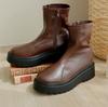 Vivian Tera X Omi Collaboration Short Boots with a Thick, Stretchy Sole, Women's, V6363AW, Dark Brown, Size S (22.0-22.5).