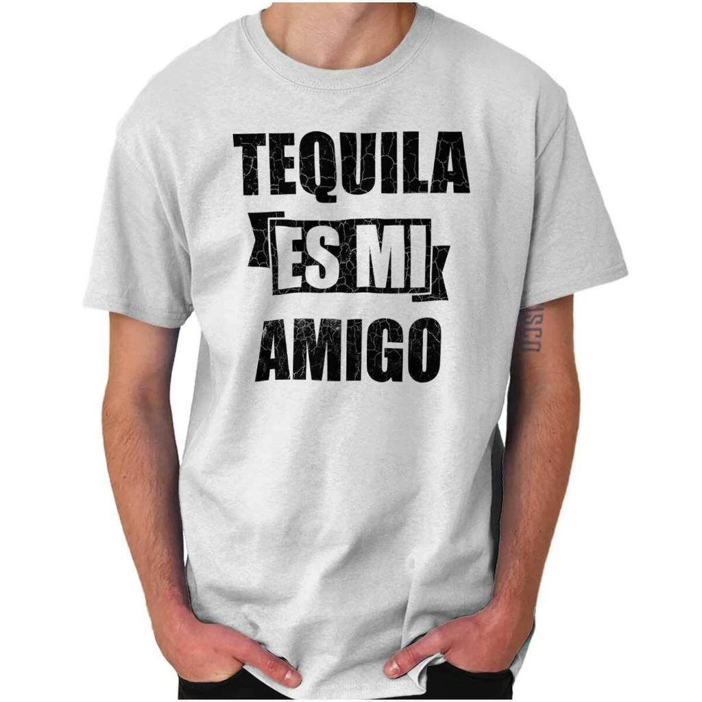 Funny Drinking Humor Tequila Es Mi Amigo Womens or Mens Crewneck T Shirt Tee