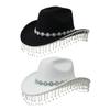 Hand Beading Diamond Tassels Hat Cowboy Hats for Carnivals Music Festival