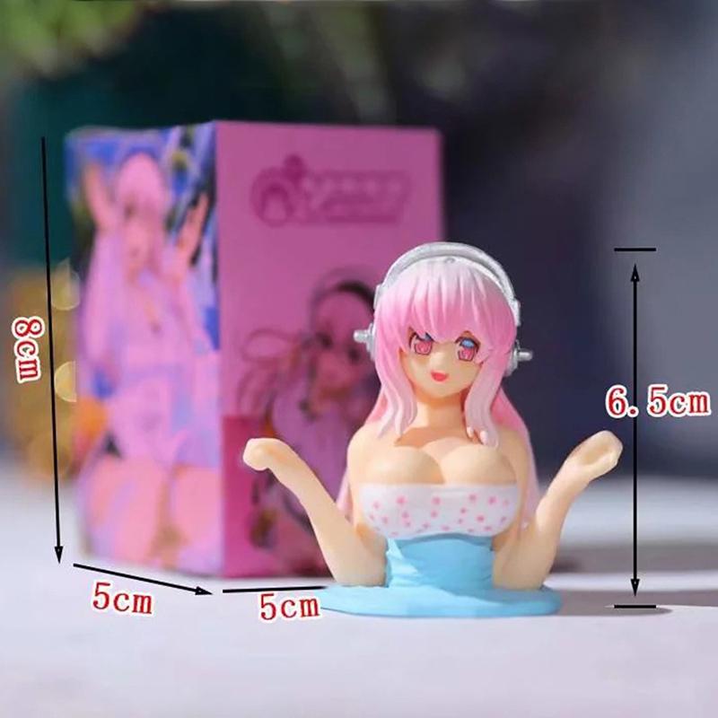Cute Chest Shaking Girls Car Ornaments Cartoon Kawaii Car Dashboard Accessories Boutique Pink Anime Car Accessories Interior