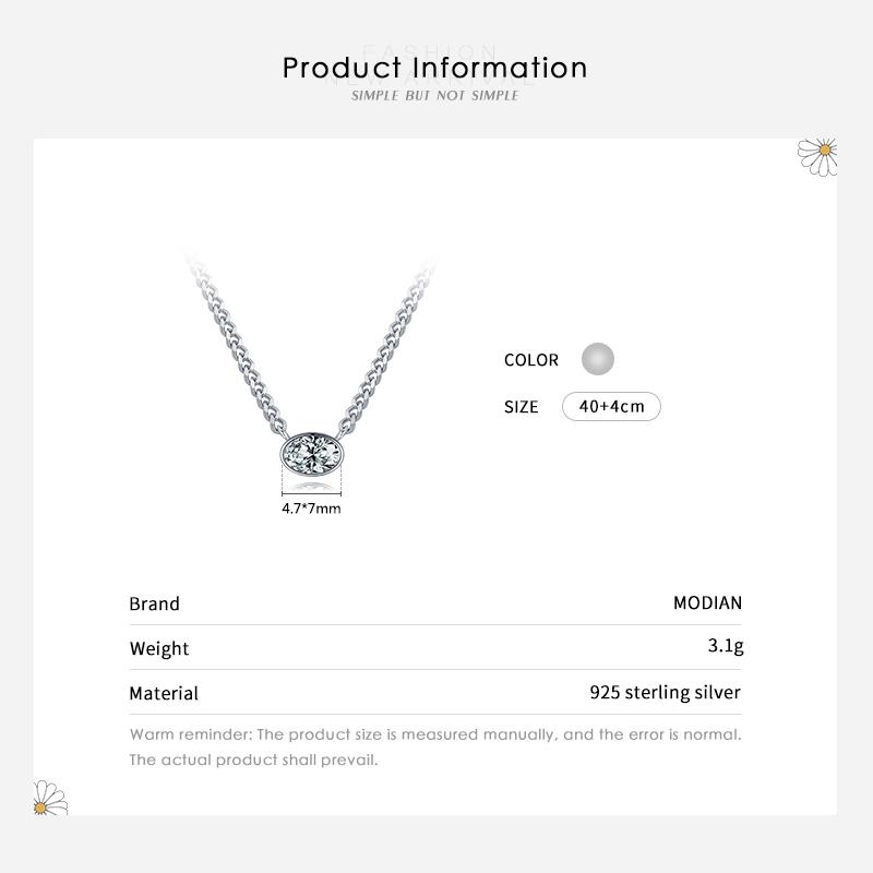 MODIAN 925 Sterlingsilber Einfache Mode Halskette Anhänger für Frauen Luxus Klarer Zirkonia Weiblich Hochzeit Feiner Schmuck Geschenke