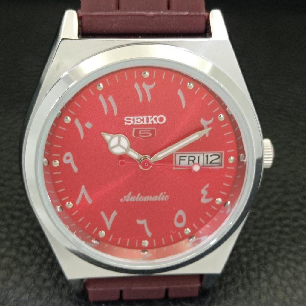 VINTAGE REFURBISHED SEIKO 5 AUTOMATIC 6309A JAPAN MENS RED DIAL WATCH A441364-5