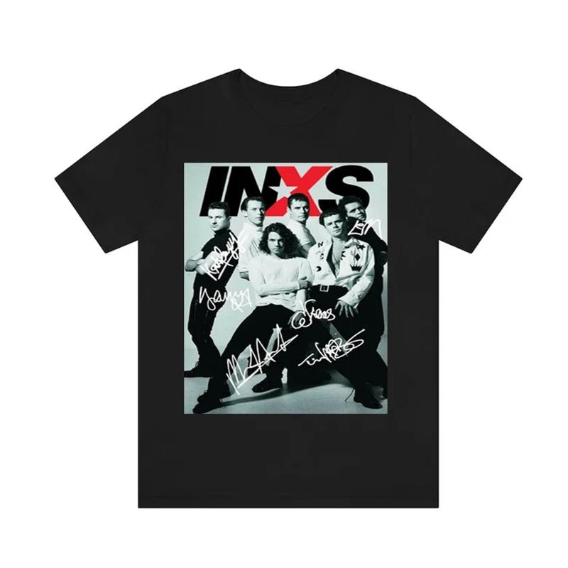 INXS Band COLLAGE Signature Black Unisex T Shirt S 5XL SHORT Sleeve S