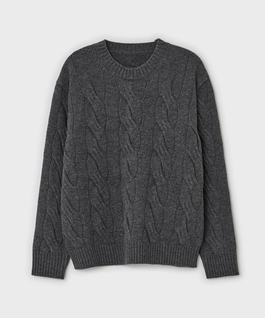 Bellie Column Cable Sweater - Melange Gray