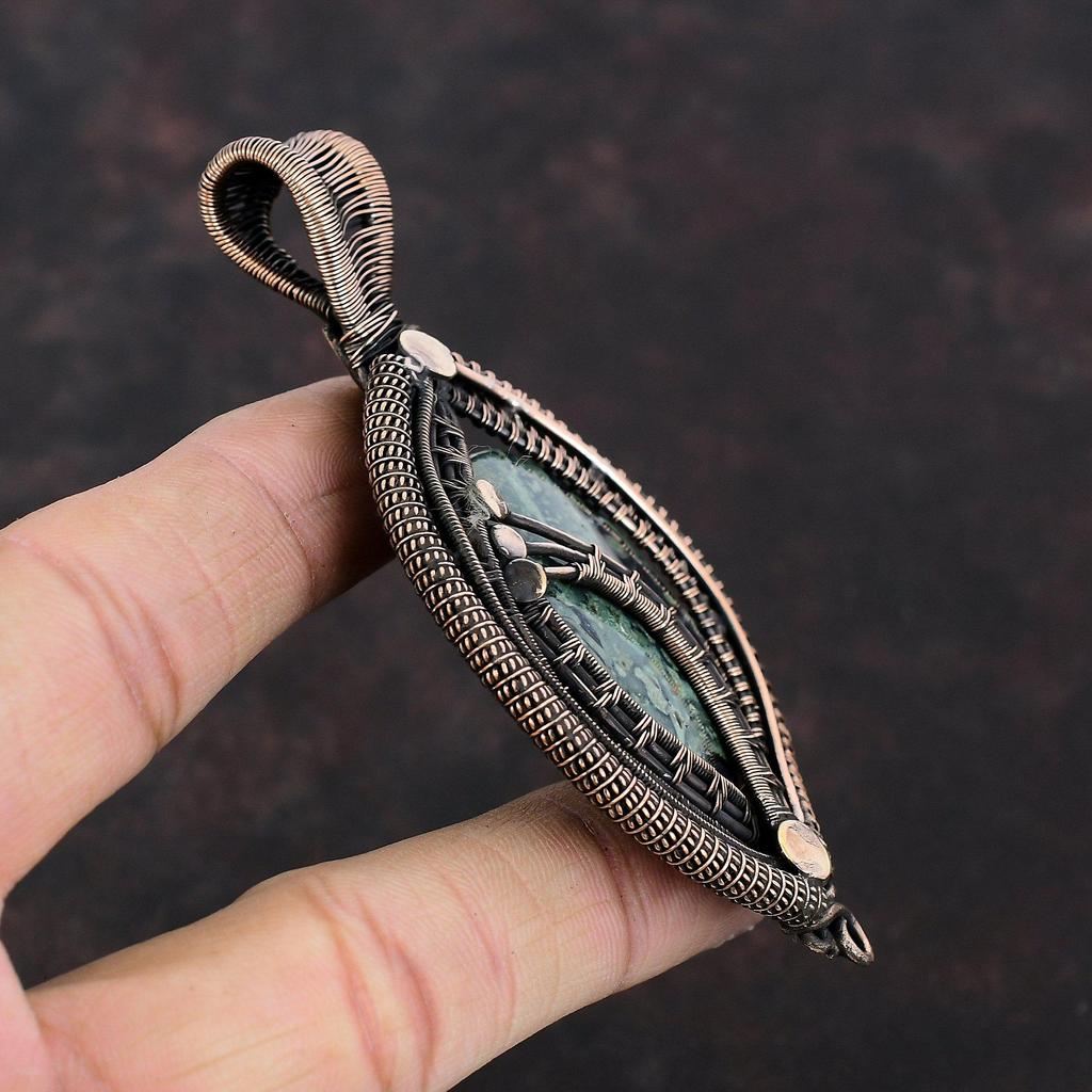 Pandantiv Jasp Kambaba Pandantiv Înfășurat în Sârmă de Cupru Pandantiv Făcut Manual Bijuterii cu Piatră Prețioasă Naturală Pandantiv Făcut Manual Cadou de Logodnă Bijuterii din Cupru