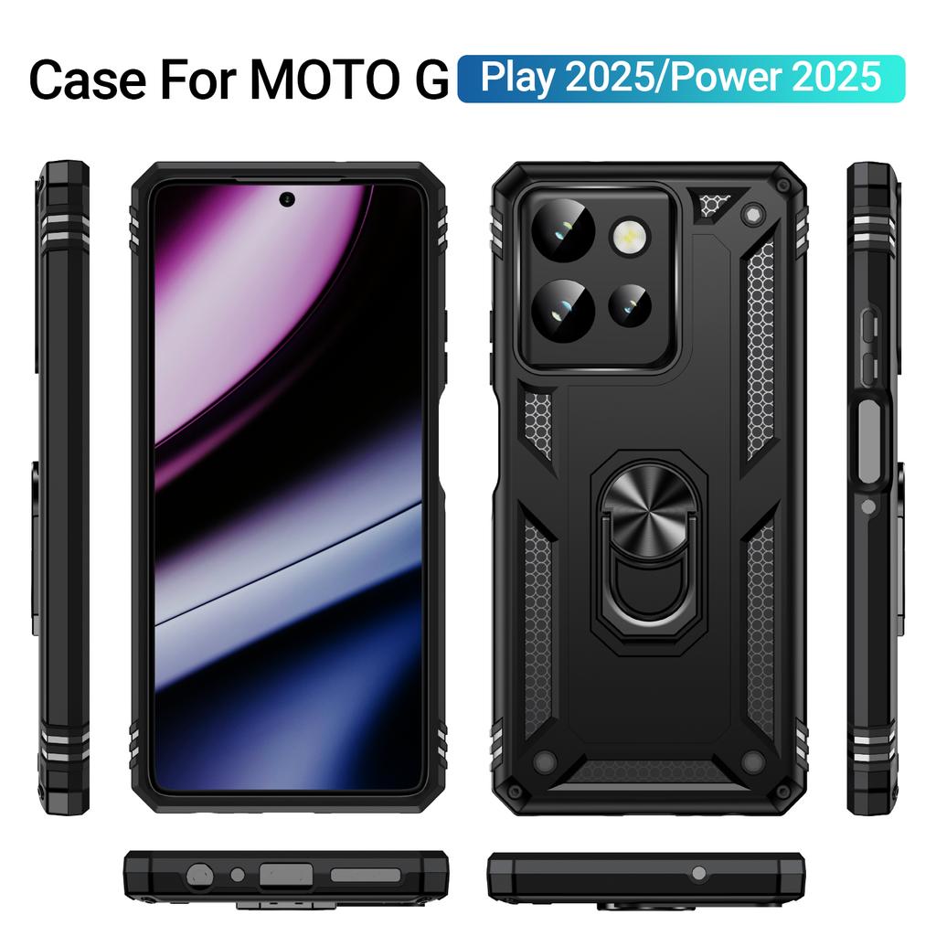 Phone Case for Motorola Moto G Play (2025) 4G/G Power (2025) PC+TPU Phone Cover with Kickstand