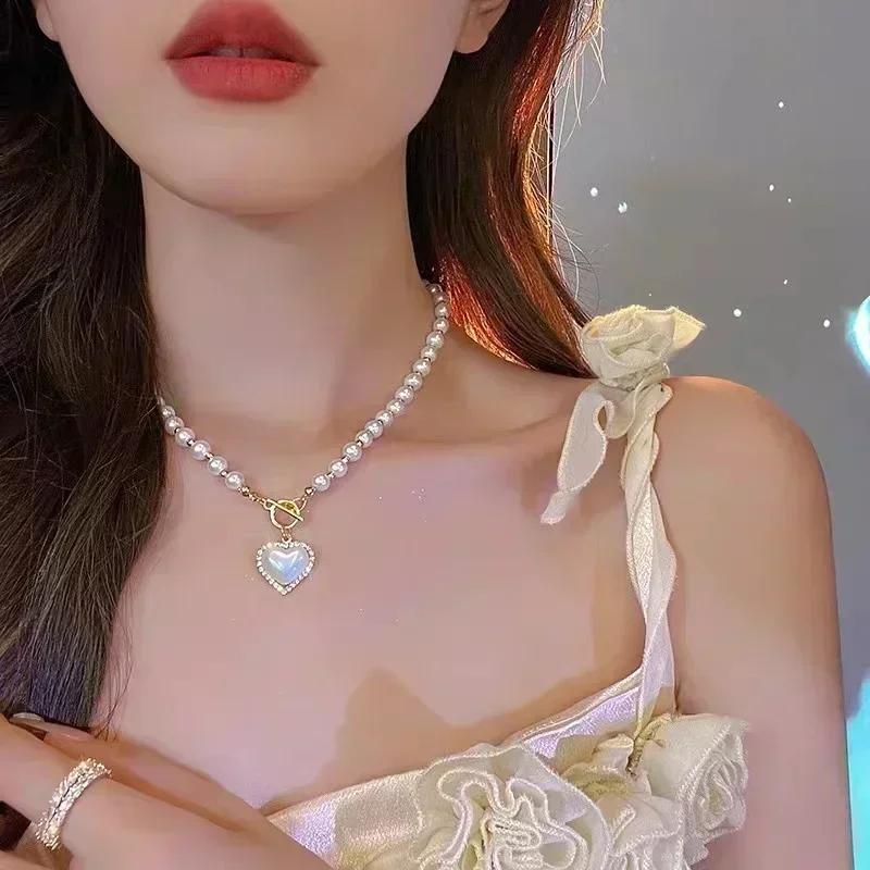 Imitation Pearl Tassel Flat Snake Bone Necklace For Women Fashionable Personalized Daily Accessory Party Jewelry Birthday Gifts